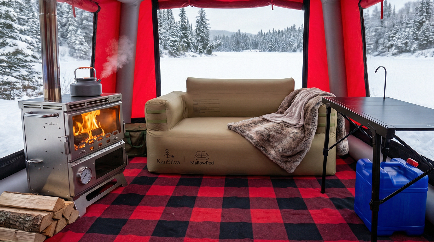 Accessoires de glamping KanSilva avec Brookstone, MallowPod et Edziza, en vue rapproché