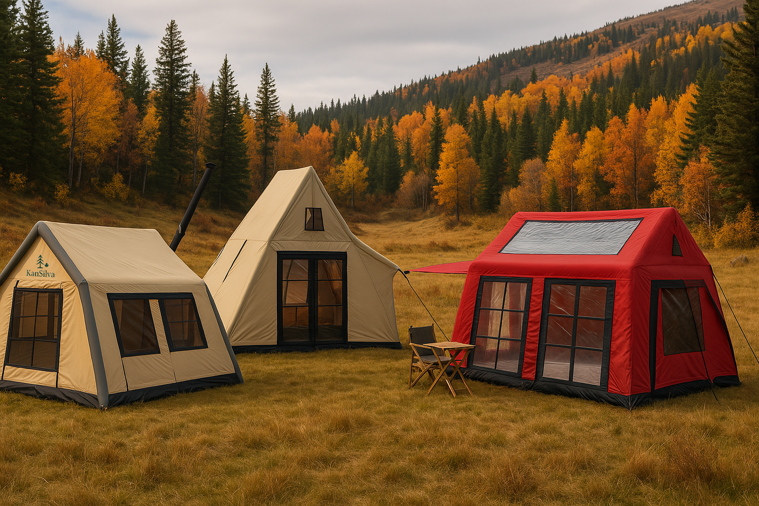 Tentes de glamping KanSilva dans un paysage canadien